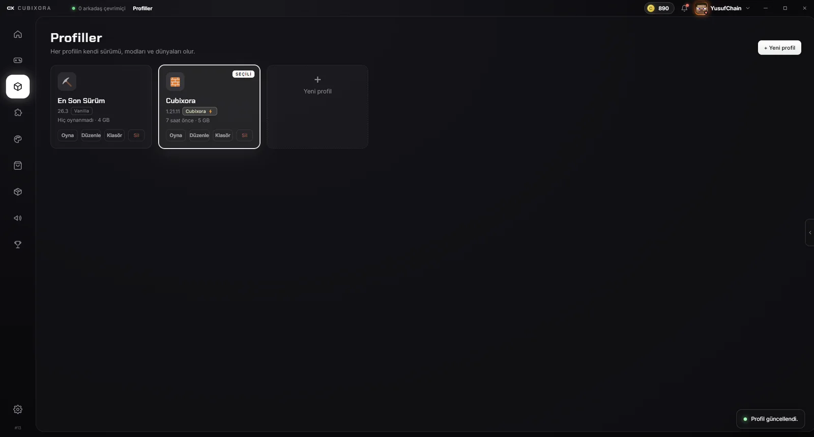 Cubixora Launcher — Profiller