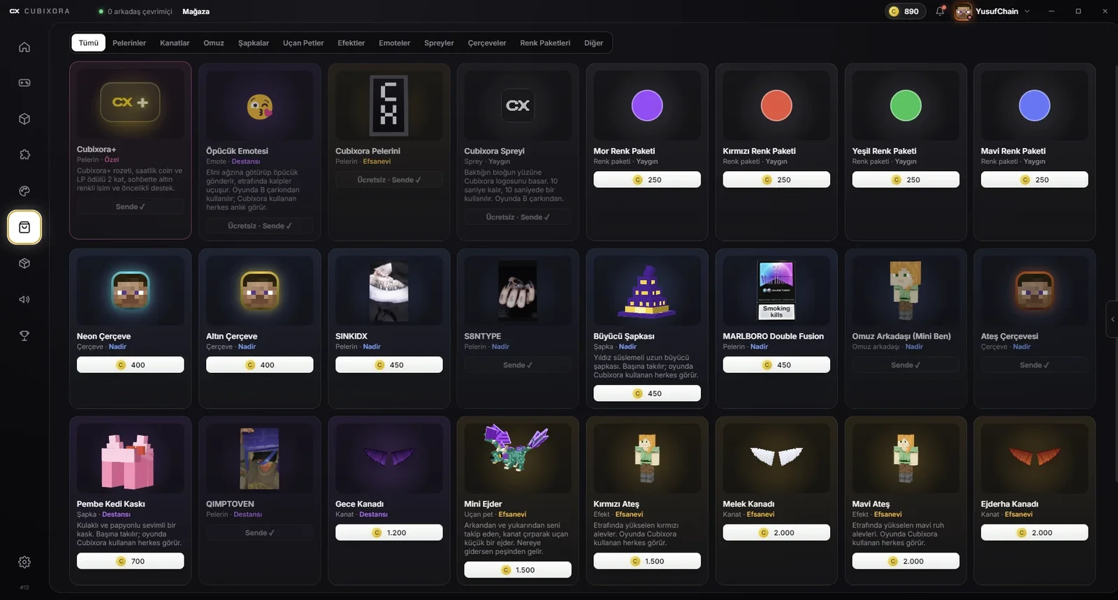 Cubixora Launcher — Mağaza & Cubi